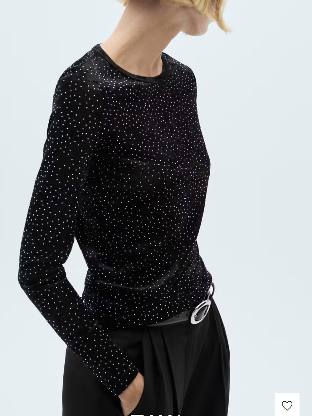 Long-sleeved t-shirt with rhinestone detail